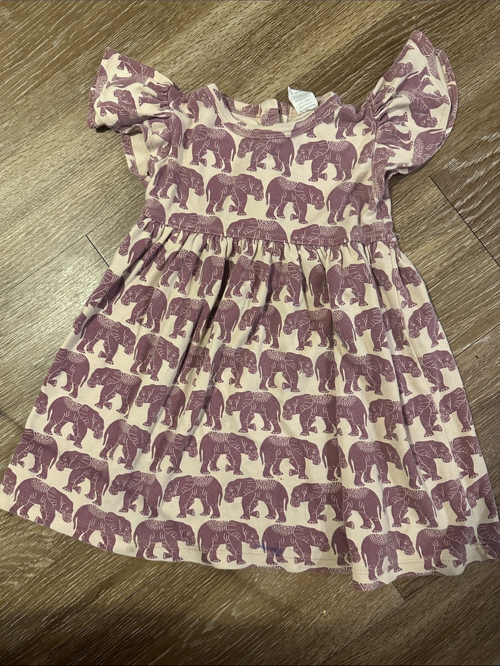 kate quinn Mauve Elephant Print Flutter Sleeve Dress